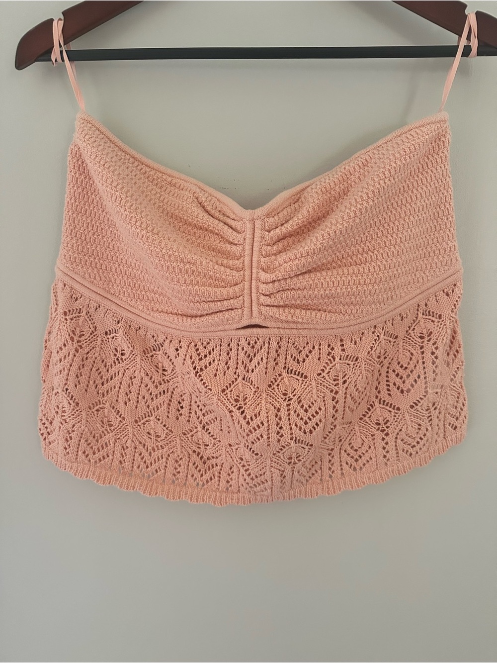 Sleeveless Knit Crochet Tube Top Tank Top - Peachy Pink color